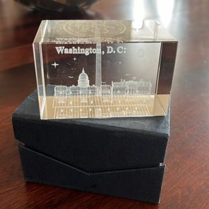 Glass Washington DC paperweight
